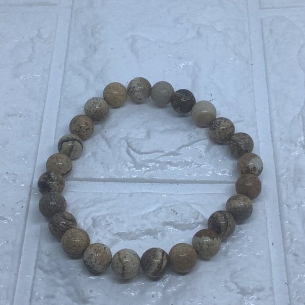 Synthetic‎ Stones Gemstones 8mm Beaded Bracelet Unisex Brown Tan Earthy Boho